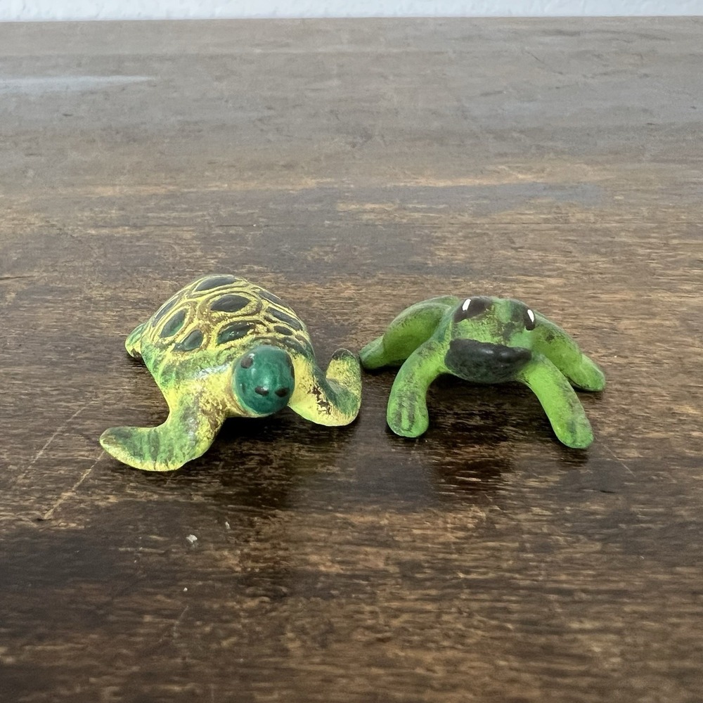 Handmade Polymer Clay Green Turtle And Frog Figurines Miniature‎